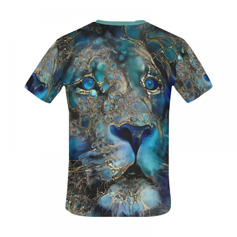 Men's Digital Art Blue Lion Short T-shirt Uk