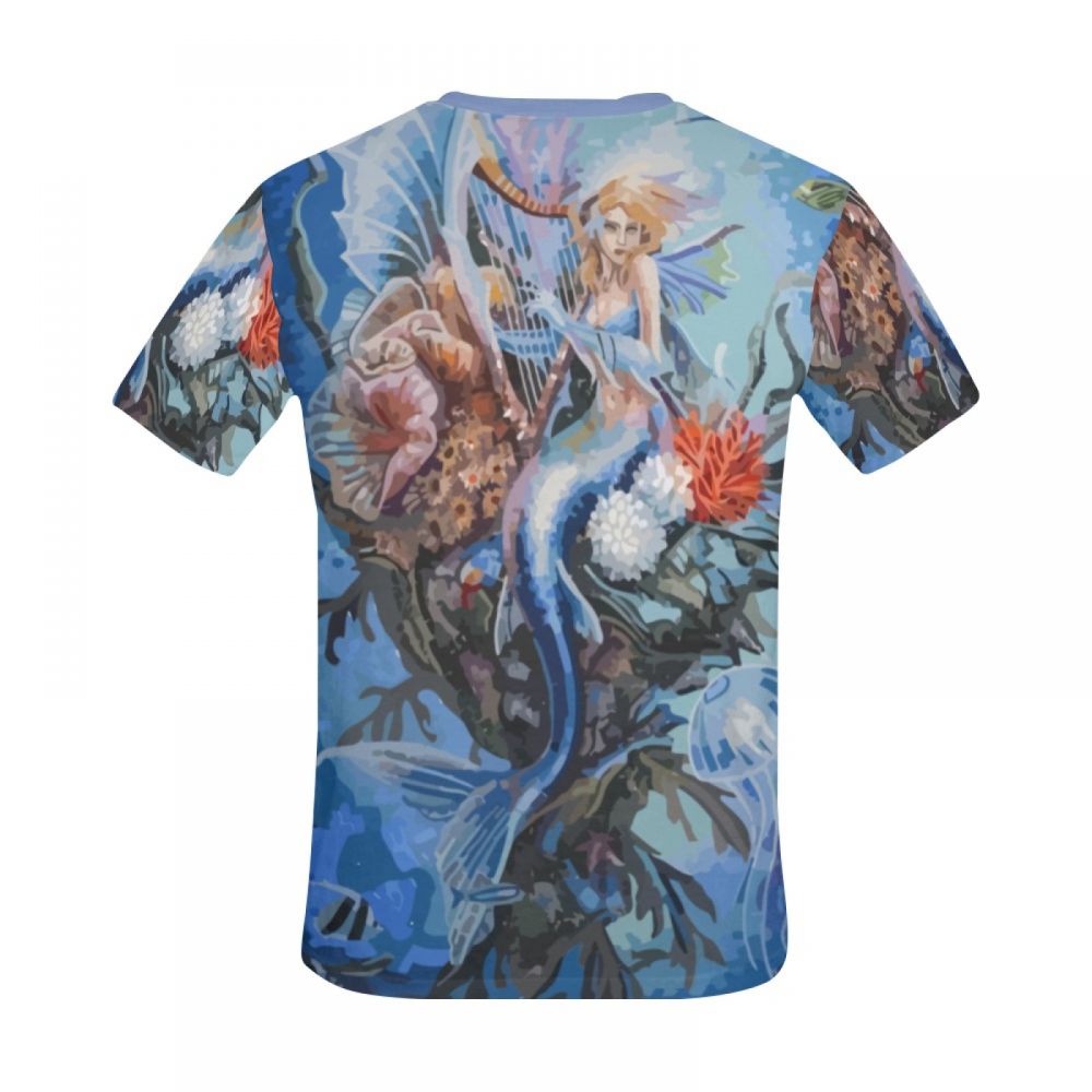 Men's Digital Art Mermaid Lullaby Short T-shirt Uk