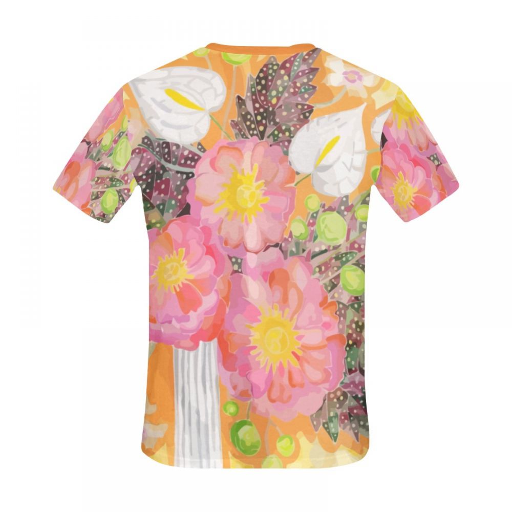 Men's Abstract Art Peony Bouquet Short T-shirt Uk