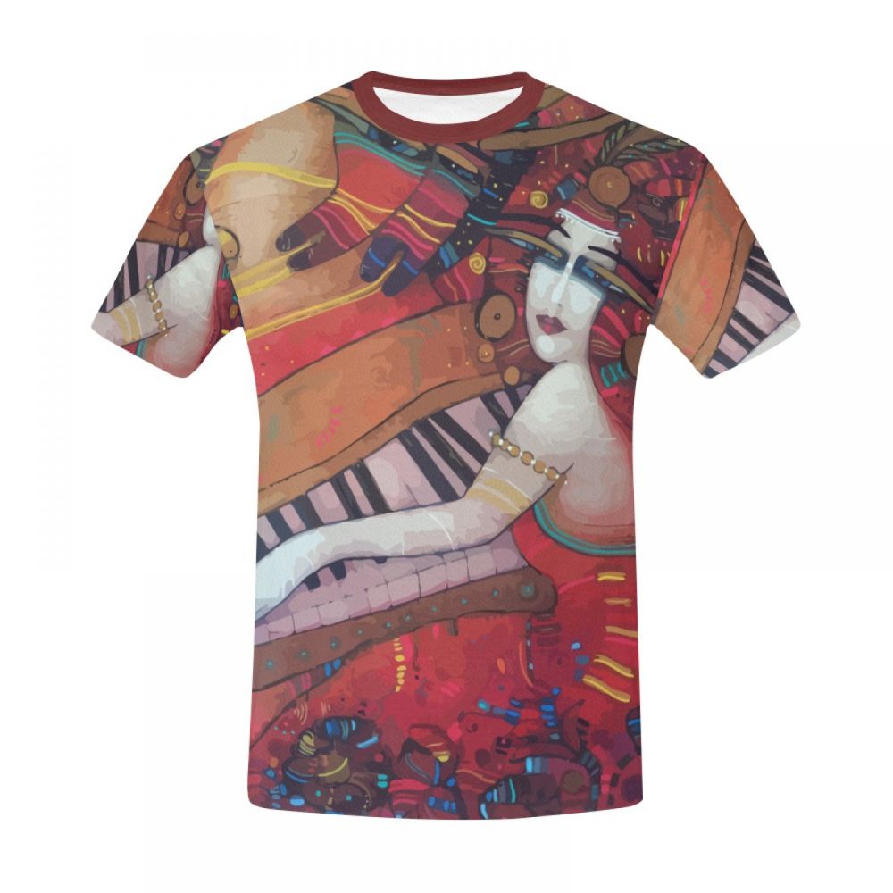 Men's Art Rouge Girl Piano Short T-shirt Uk