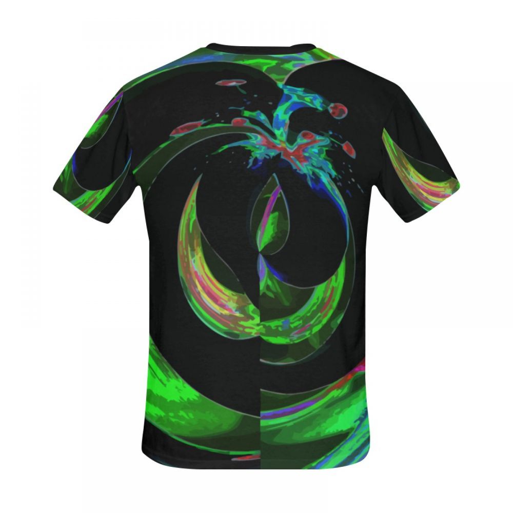 Men's Art Digital Green Water Drop Short T-shirt Uk