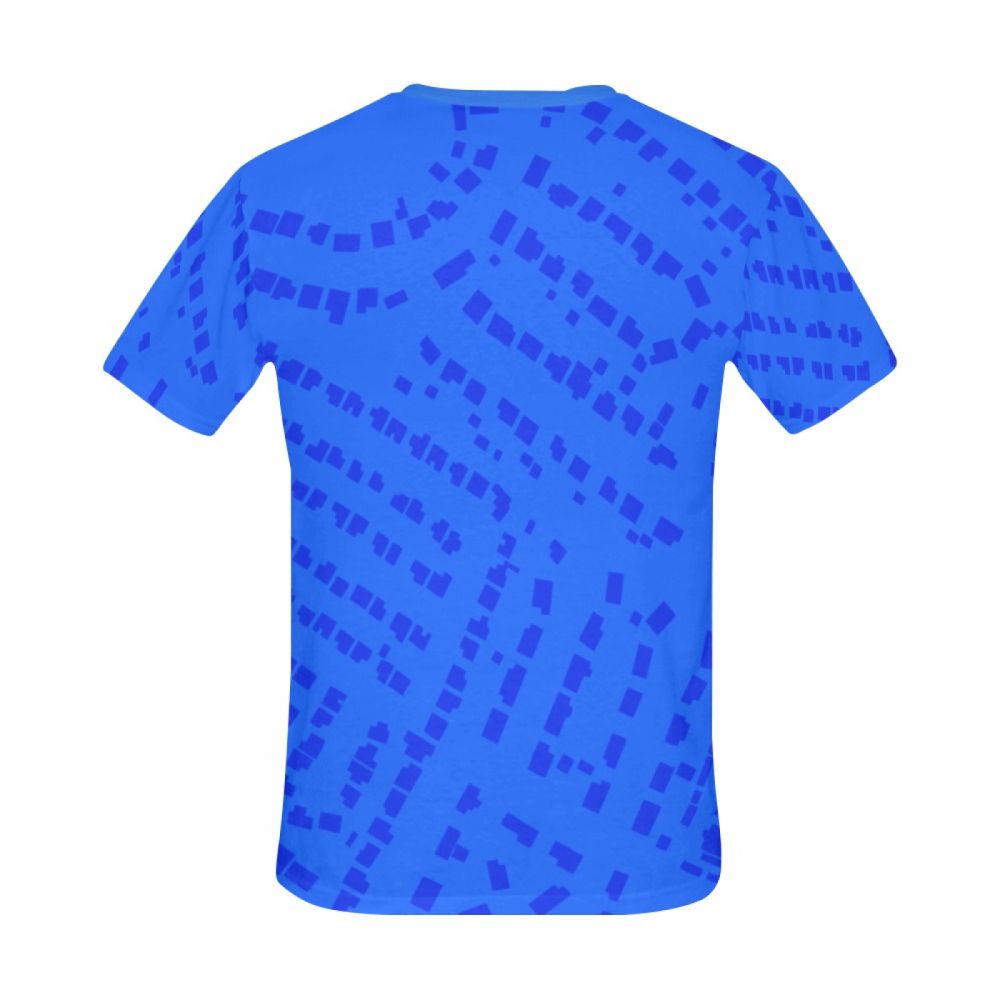 Men's Digital Art Blue Spots Short T-shirt Uk