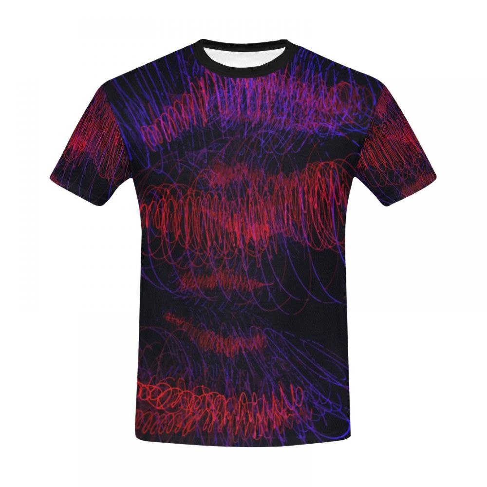 Men's Art Red Sound Waves Short T-shirt Uk