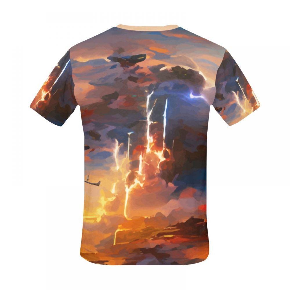 Men's Art Lightning In The Sky Short T-shirt Uk