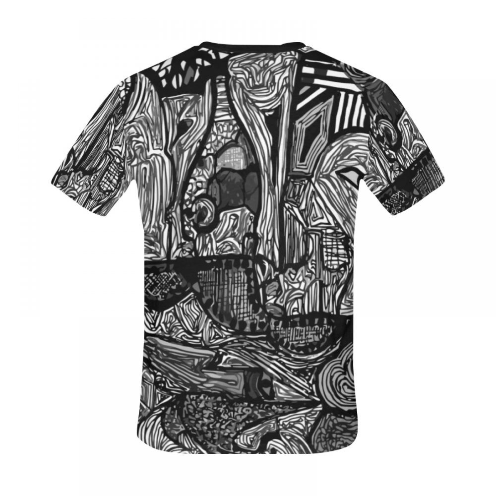 Men's Art Black And White World Short T-shirt Uk