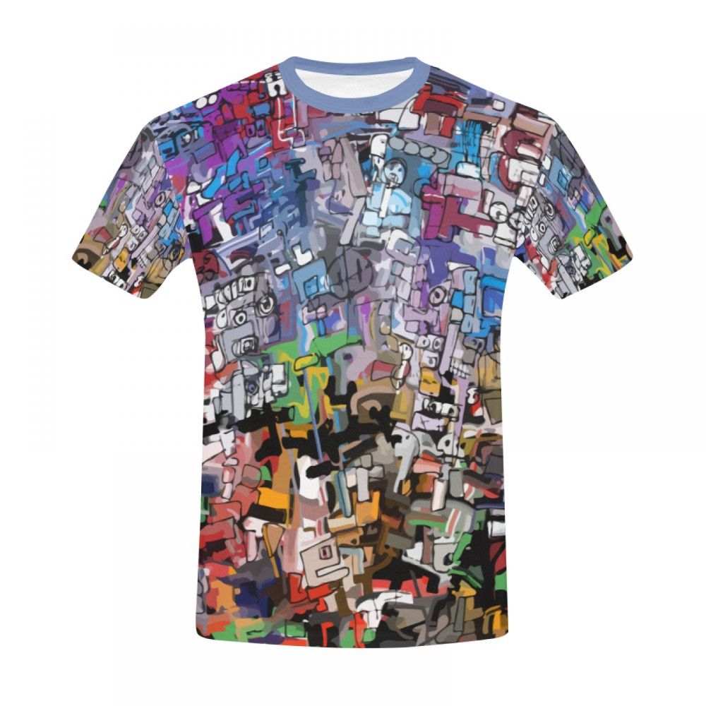 Men's Abstract Art Colorful Short T-shirt Uk