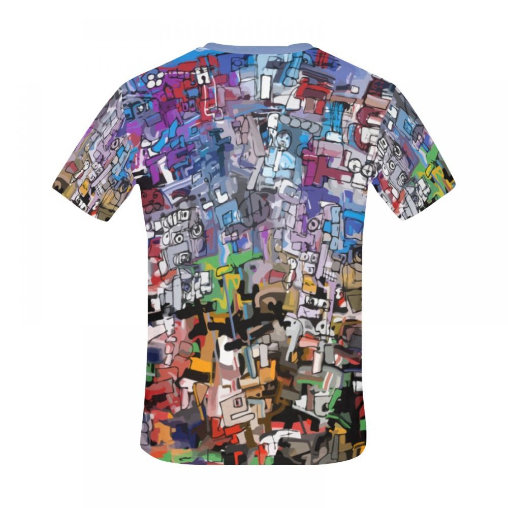 Men's Abstract Art Colorful Short T-shirt Uk