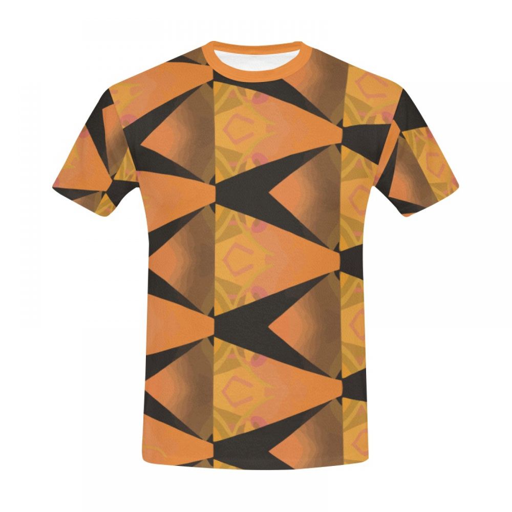 Men's Abstract Art Orange Short T-shirt Uk