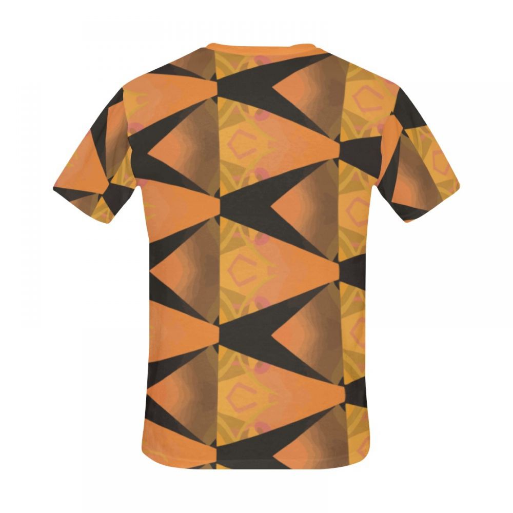 Men's Abstract Art Orange Short T-shirt Uk