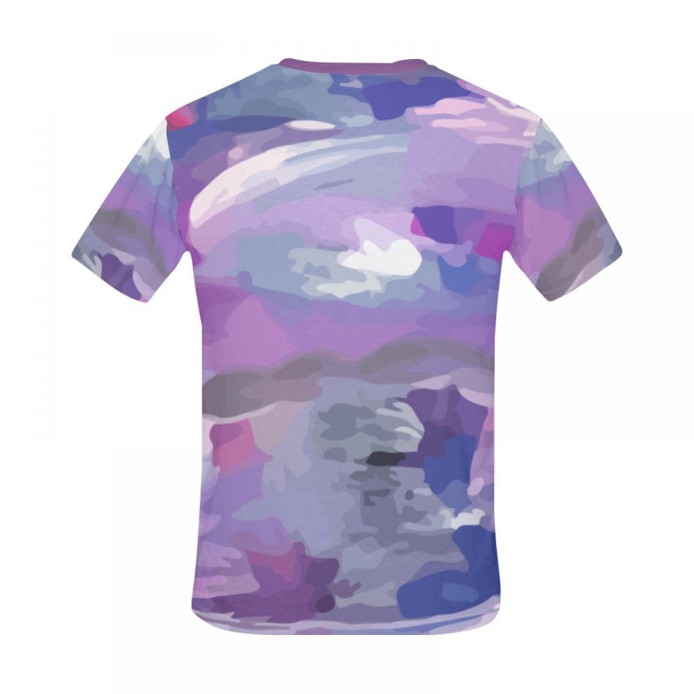 Men's Artistic Color Purple Graffiti Short T-shirt Uk