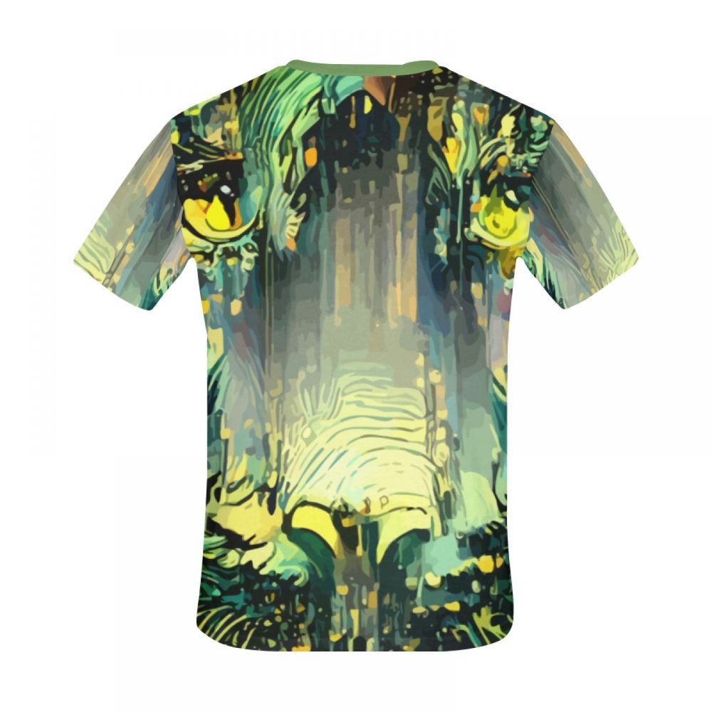 Men's Figurative Color Green Short T-shirt Uk