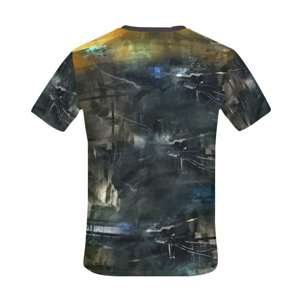 Men's Abstraction Black And Dark Short T-shirt Uk