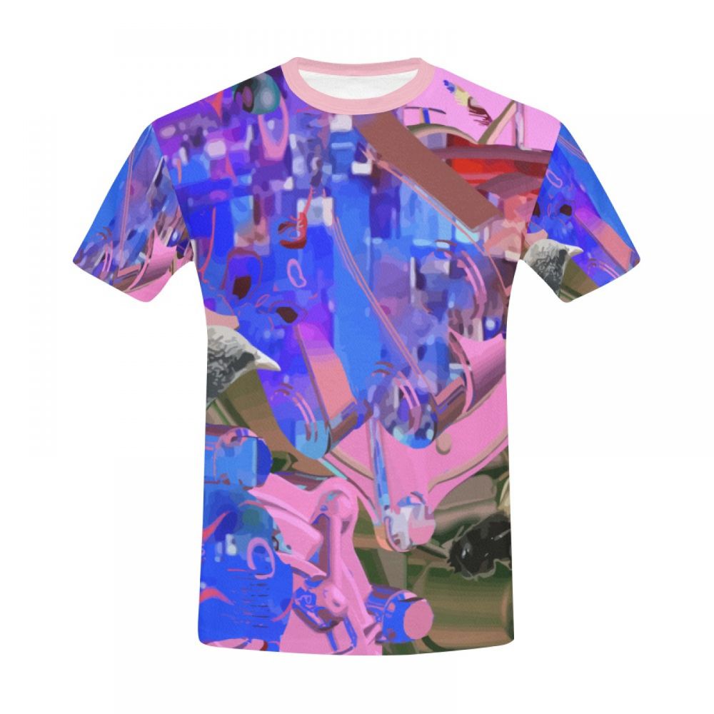 Men's Purple Abstract Art Short T-shirt Uk