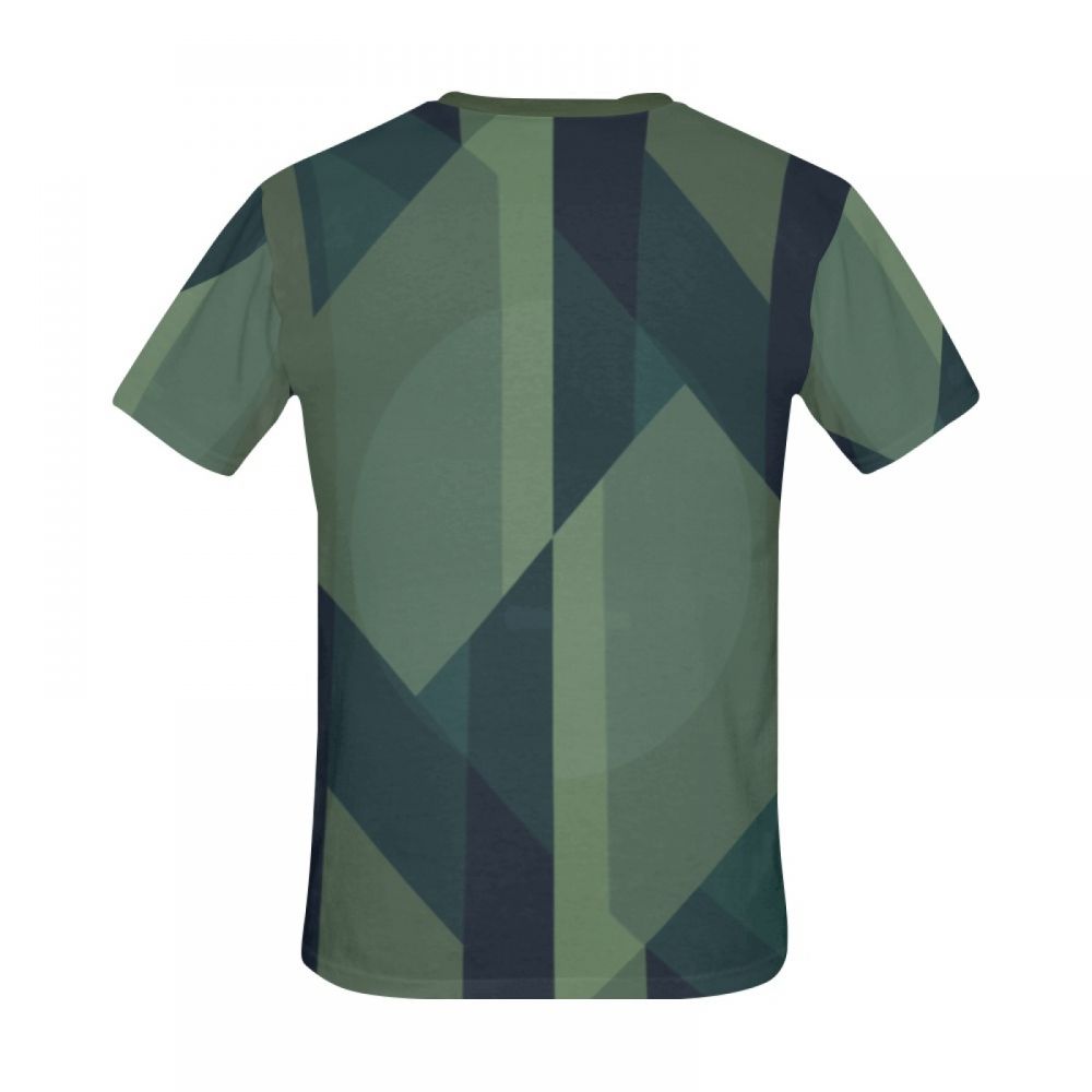 Men's Geometric Art Green Lines Short T-shirt Uk