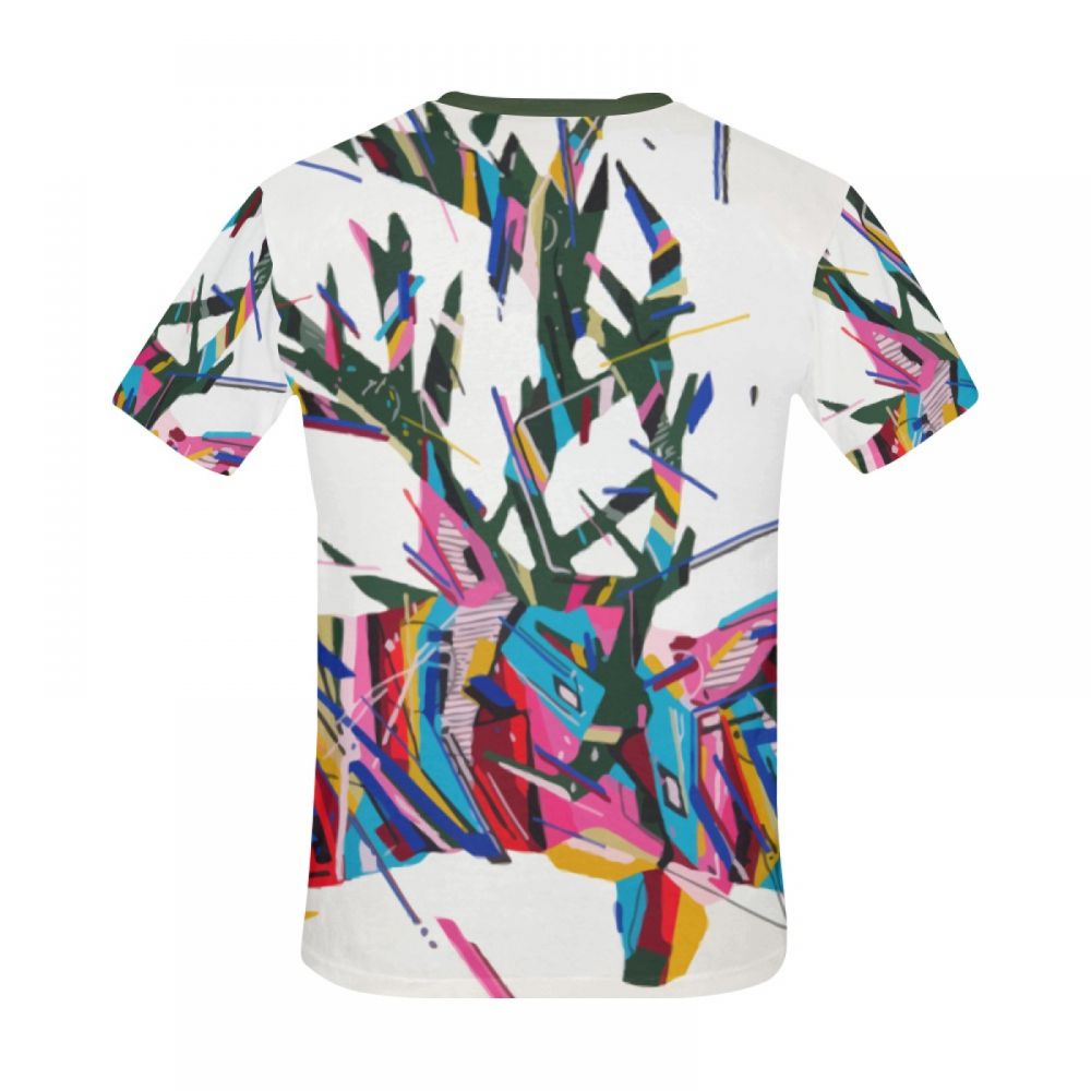 Men's Geometric Animal Art Cerfs Short T-shirt Uk