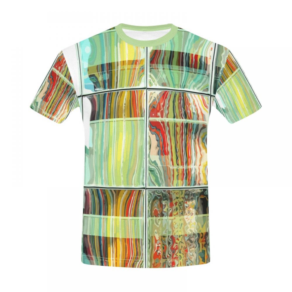 Men's Abstract Art Reflective Stripes Short T-shirt Uk