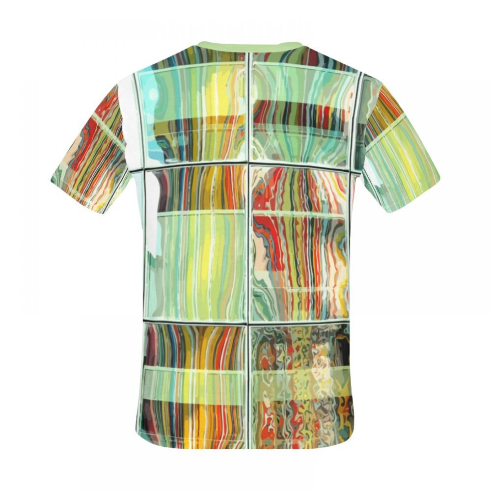 Men's Abstract Art Reflective Stripes Short T-shirt Uk