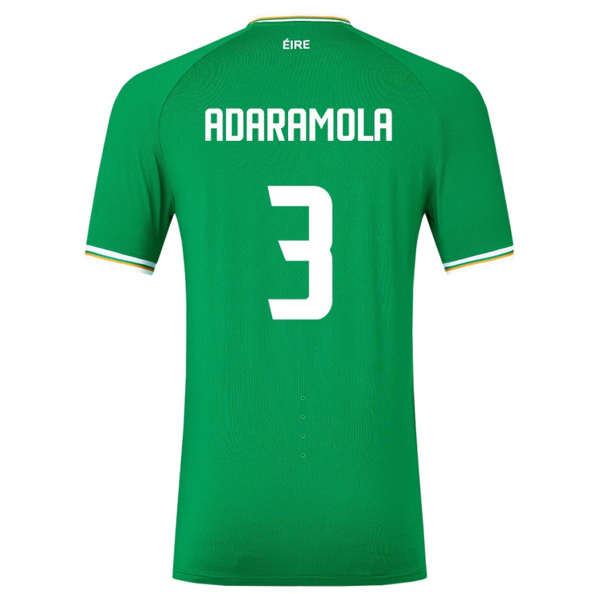 Kids Football Ireland Tayo Adaramola #3 Green Home Jersey 24-26 T-Shirt Uk