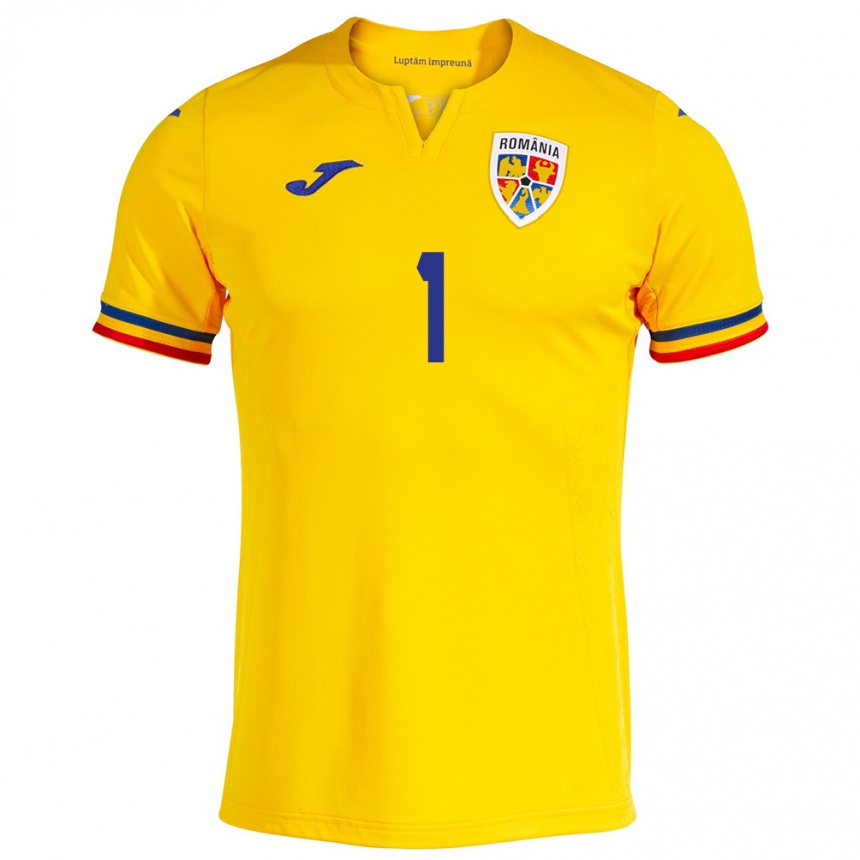 Kids Football Romania Florin Niță #1 Yellow Home Jersey 24-26 T-Shirt Uk