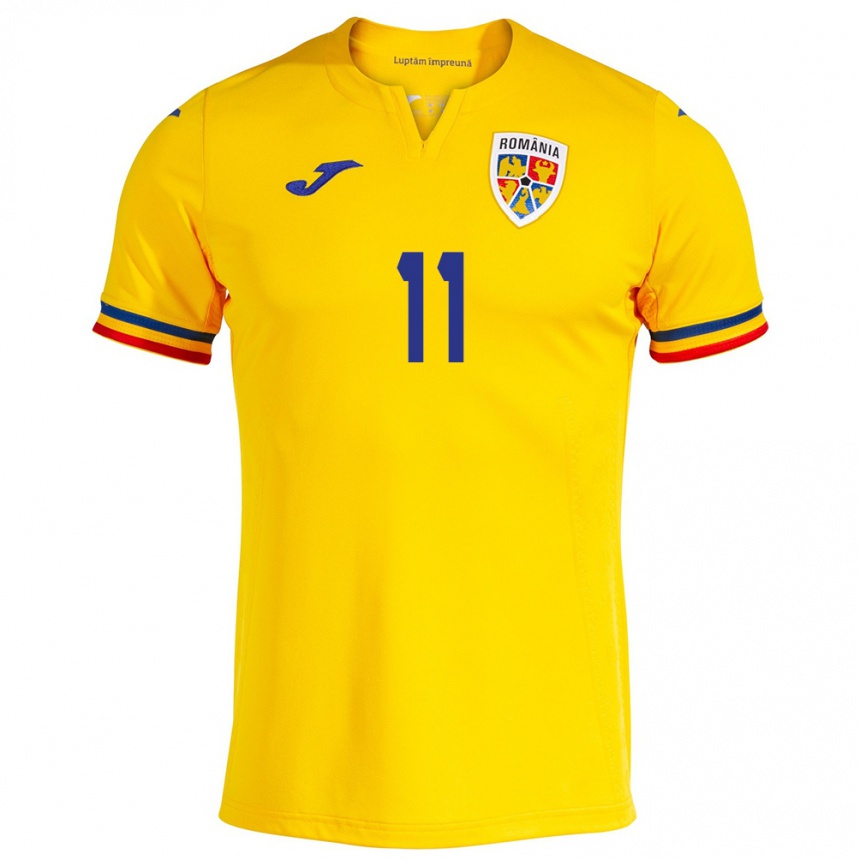 Kids Football Romania Doru Andrei #11 Yellow Home Jersey 24-26 T-Shirt Uk