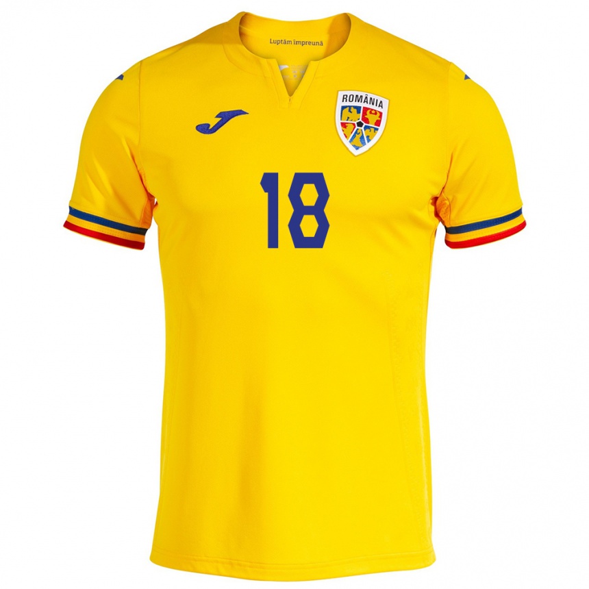 Kids Football Romania Denis Radu #18 Yellow Home Jersey 24-26 T-Shirt Uk