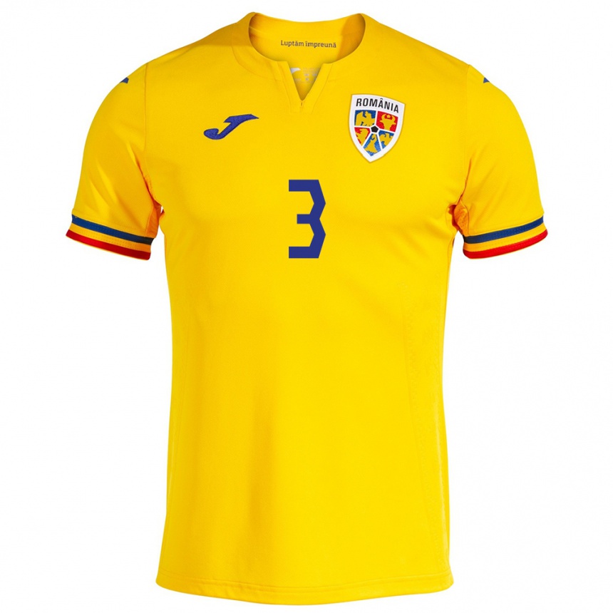 Kids Football Romania Alexandra Tunoaia #3 Yellow Home Jersey 24-26 T-Shirt Uk