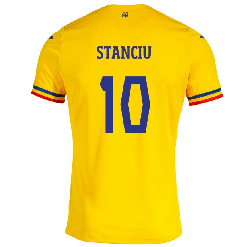 Kids Football Romania Nicolae Stanciu #10 Yellow Home Jersey 24-26 T-Shirt Uk