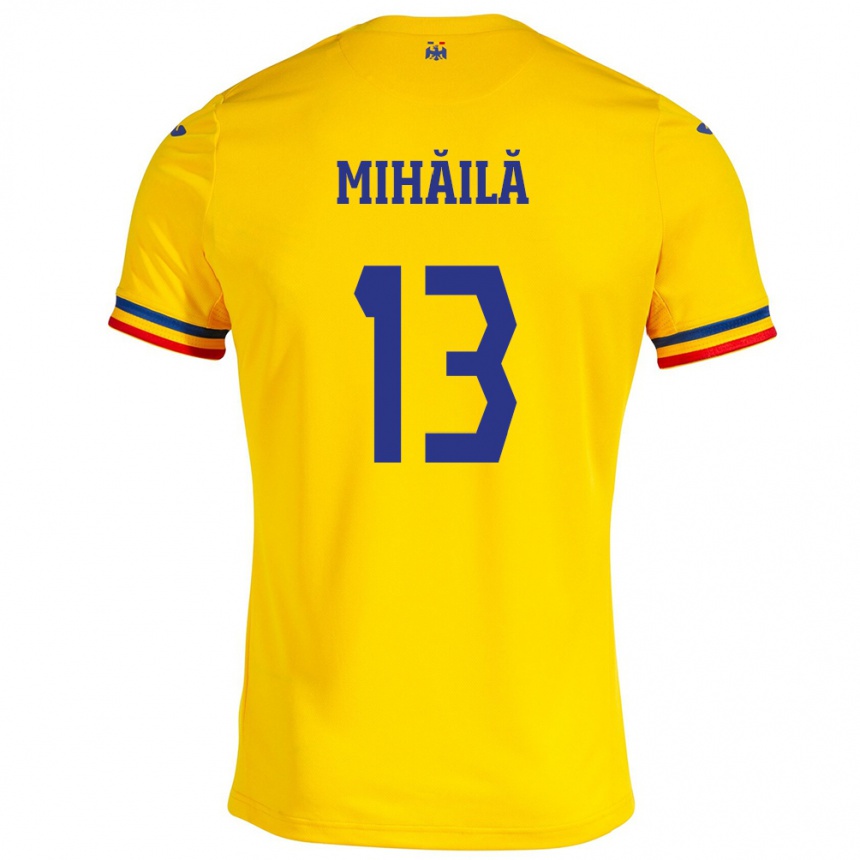 Kids Football Romania Valentin Mihăilă #13 Yellow Home Jersey 24-26 T-Shirt Uk