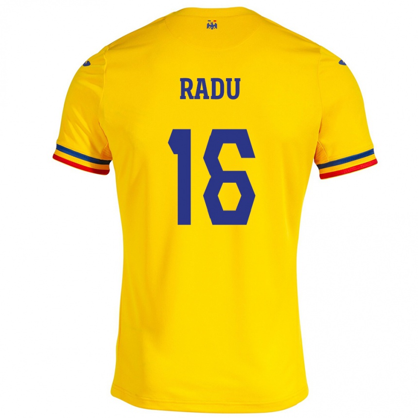 Kids Football Romania Andrei Radu #16 Yellow Home Jersey 24-26 T-Shirt Uk