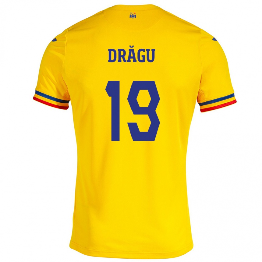 Kids Football Romania Denis Drăguş #19 Yellow Home Jersey 24-26 T-Shirt Uk