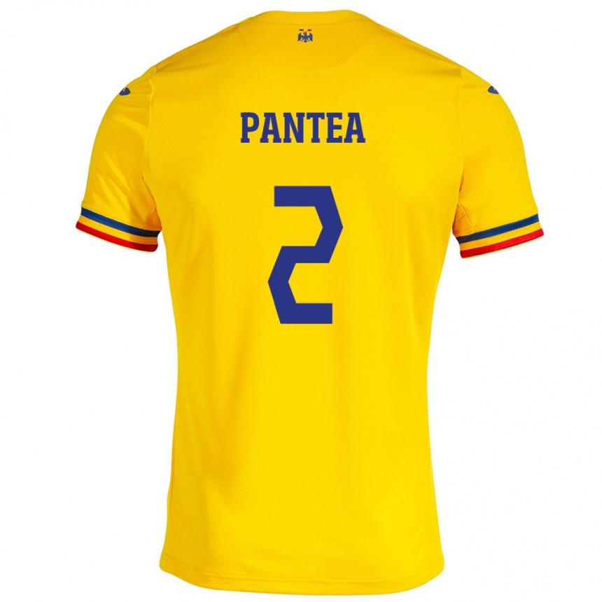 Kids Football Romania Alexandru Pantea #2 Yellow Home Jersey 24-26 T-Shirt Uk