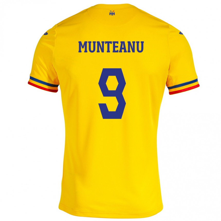 Kids Football Romania Louis Munteanu #9 Yellow Home Jersey 24-26 T-Shirt Uk