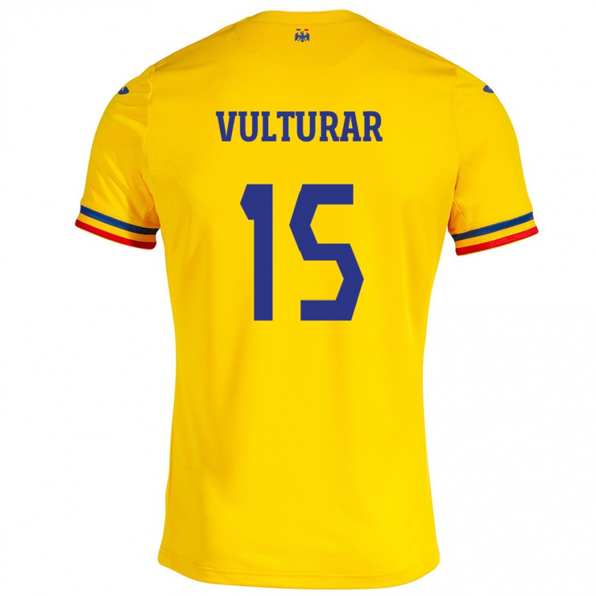 Kids Football Romania Cătălin Vulturar #15 Yellow Home Jersey 24-26 T-Shirt Uk