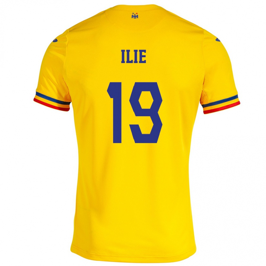 Kids Football Romania Rareș Ilie #19 Yellow Home Jersey 24-26 T-Shirt Uk