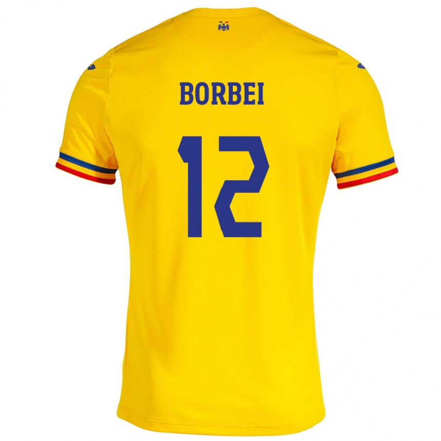 Kids Football Romania Alexandru Borbei #12 Yellow Home Jersey 24-26 T-Shirt Uk