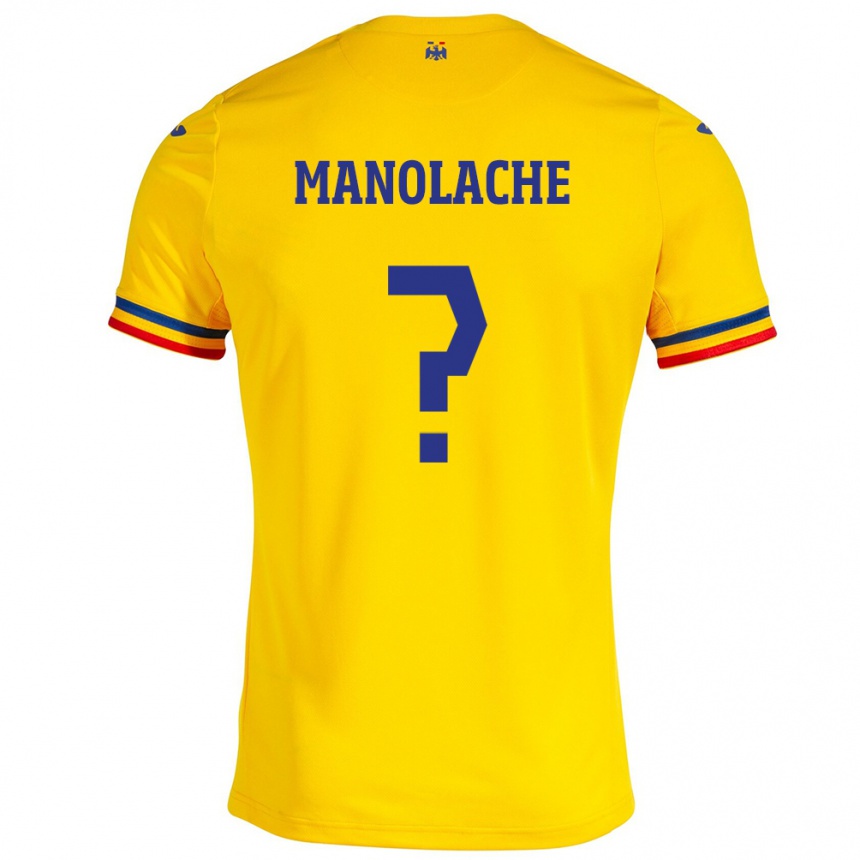 Kids Football Romania Luca Manolache #0 Yellow Home Jersey 24-26 T-Shirt Uk