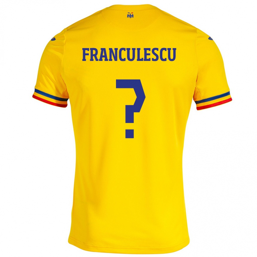 Kids Football Romania Adrian Frânculescu #0 Yellow Home Jersey 24-26 T-Shirt Uk