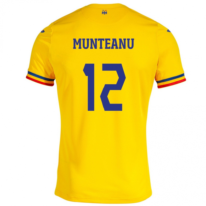 Kids Football Romania Rafael Munteanu #12 Yellow Home Jersey 24-26 T-Shirt Uk