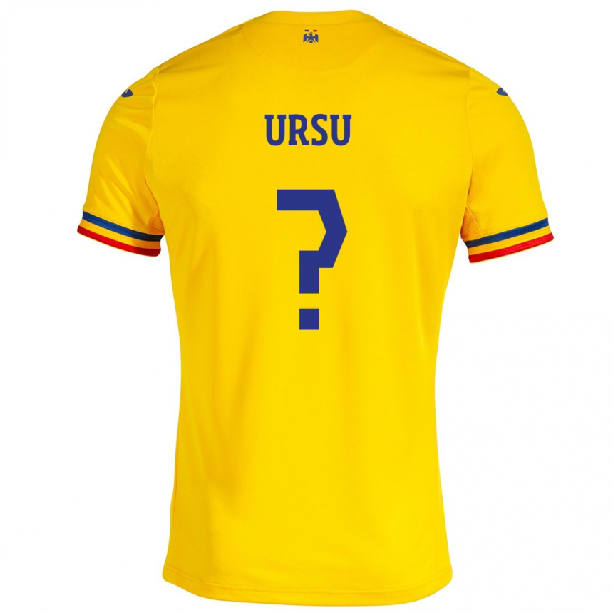 Kids Football Romania Eduard Ursu #0 Yellow Home Jersey 24-26 T-Shirt Uk