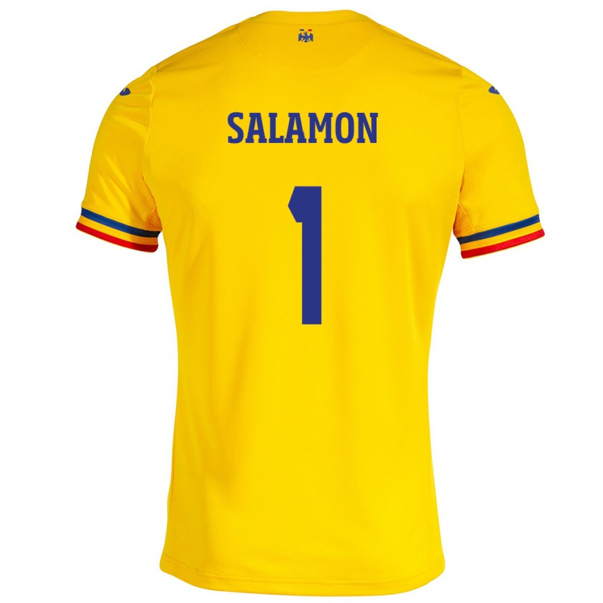 Kids Football Romania Szidonia Salamon #1 Yellow Home Jersey 24-26 T-Shirt Uk