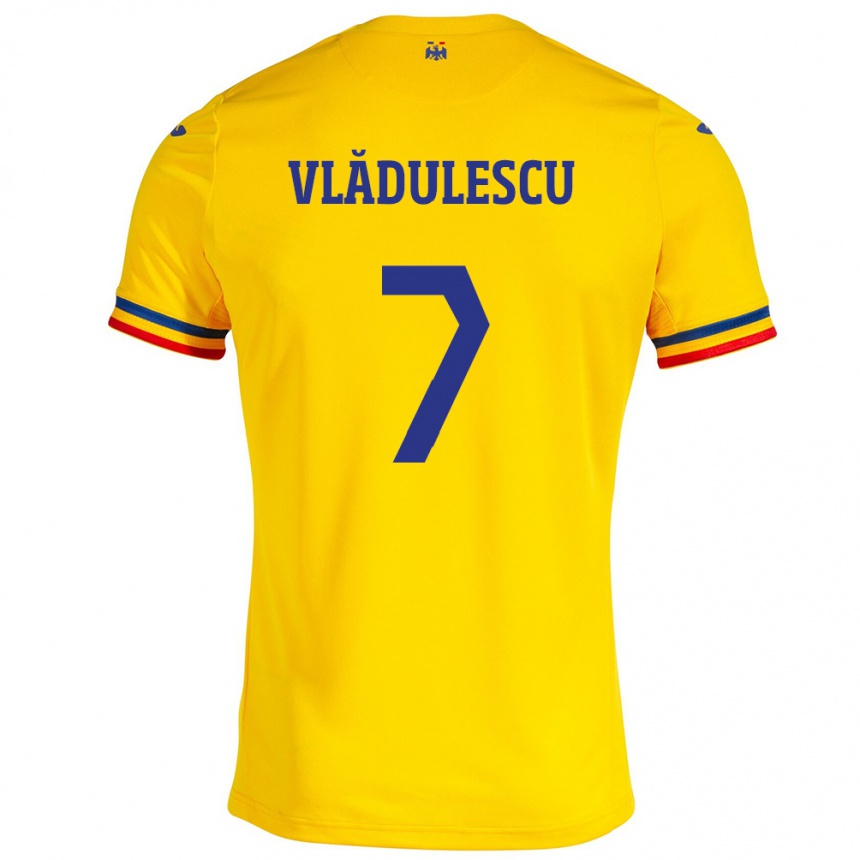 Kids Football Romania Ana Maria Vlădulescu #7 Yellow Home Jersey 24-26 T-Shirt Uk