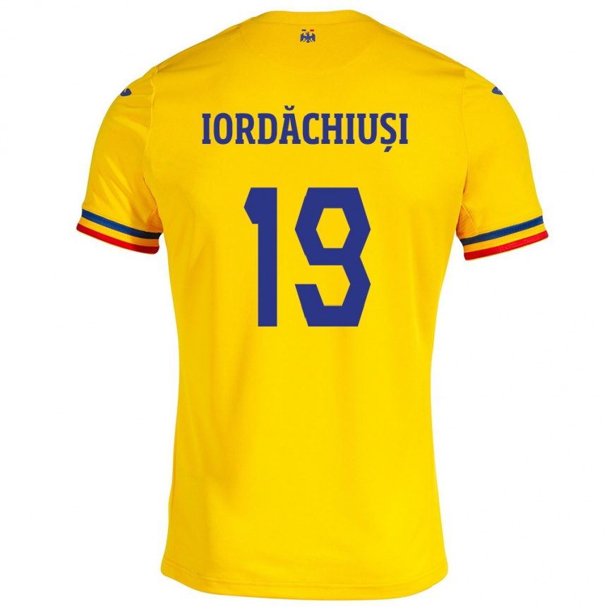 Kids Football Romania Olga Iordăchiuși #19 Yellow Home Jersey 24-26 T-Shirt Uk