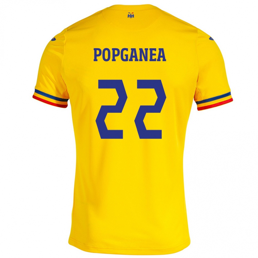 Kids Football Romania Mirela Pop-Ganea #22 Yellow Home Jersey 24-26 T-Shirt Uk