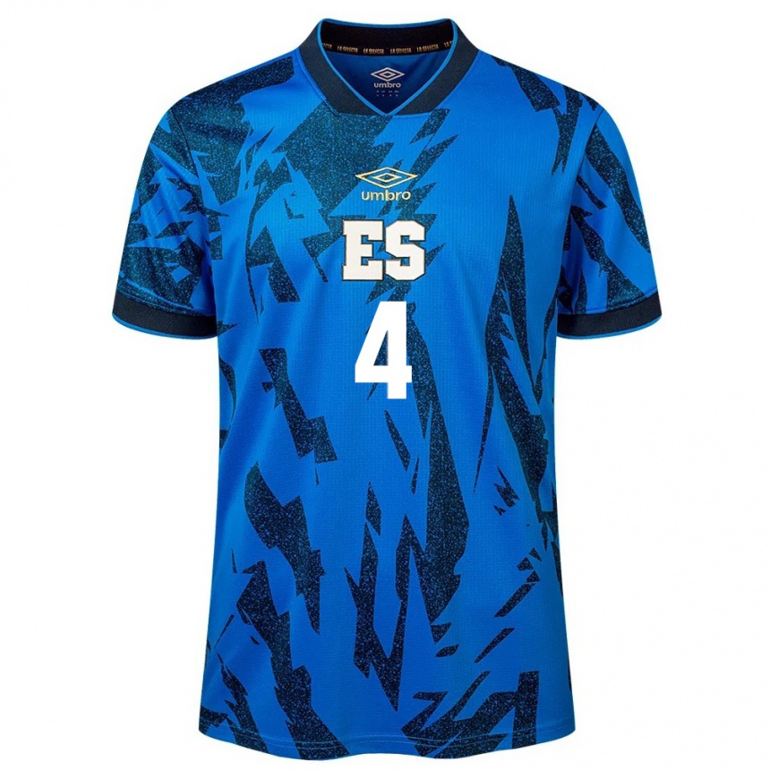 Kids Football El Salvador Néstor Somoza #4 Blue Home Jersey 24-26 T-Shirt Uk