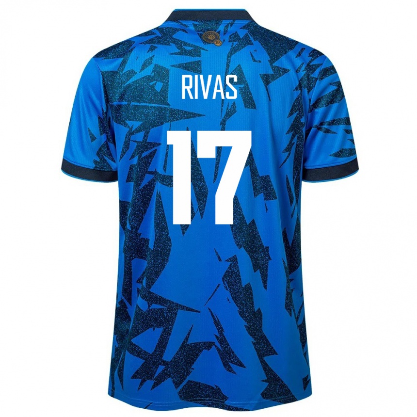 Kids Football El Salvador Eduardo Rivas #17 Blue Home Jersey 24-26 T-Shirt Uk