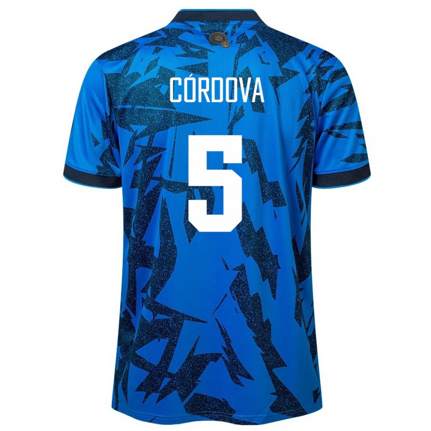 Kids Football El Salvador Edwin Córdova #5 Blue Home Jersey 24-26 T-Shirt Uk