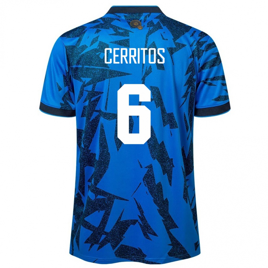 Kids Football El Salvador Mauricio Cerritos #6 Blue Home Jersey 24-26 T-Shirt Uk