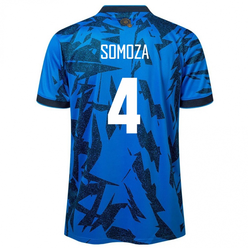 Kids Football El Salvador Néstor Somoza #4 Blue Home Jersey 24-26 T-Shirt Uk