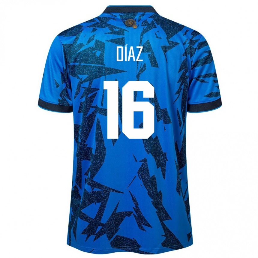 Kids Football El Salvador Wilber Díaz #16 Blue Home Jersey 24-26 T-Shirt Uk