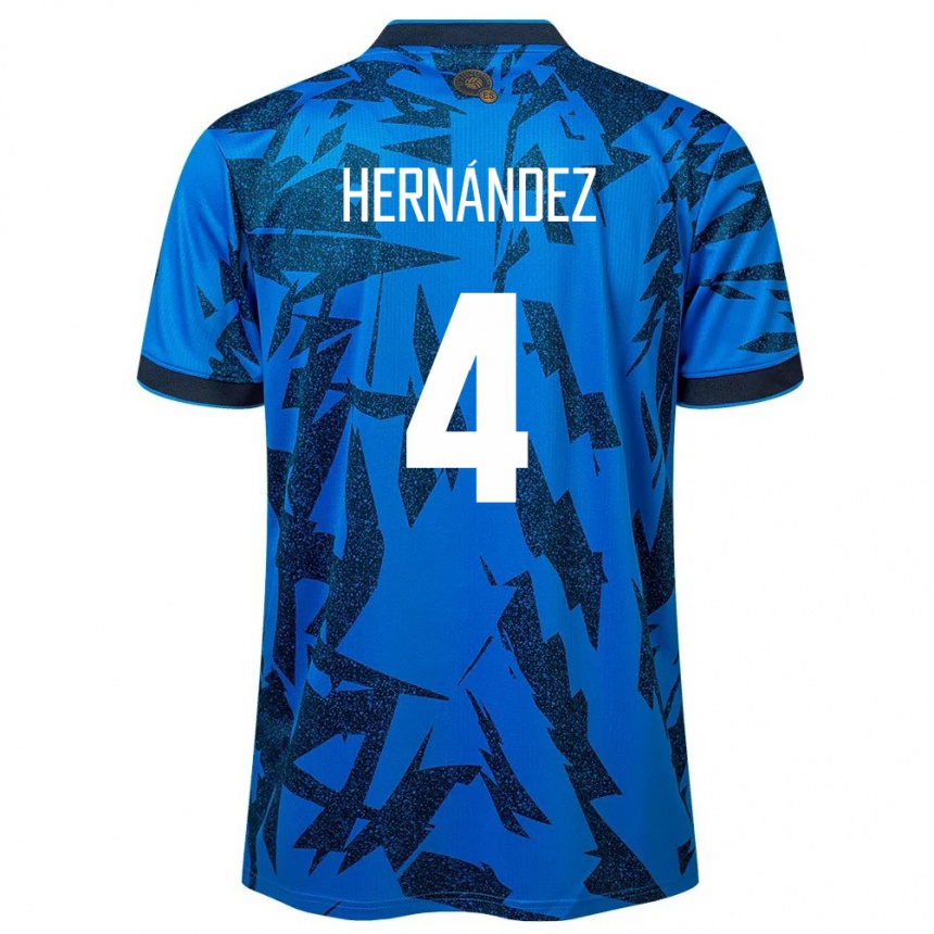 Kids Football El Salvador Elaily Hernández #4 Blue Home Jersey 24-26 T-Shirt Uk